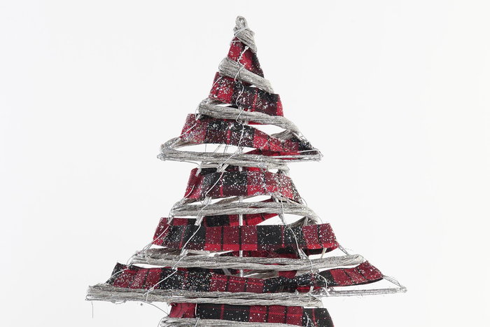 DKD Home Decor Árbol de Navidad Natural Rojo Ratán LED 46 x 14 x 60 cm