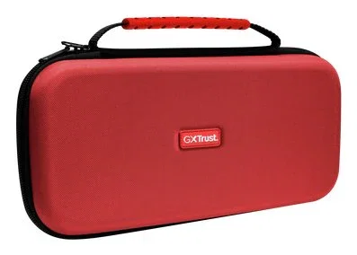 Trust GXT 1251RB XL - Funda Protectora Rígida Maleta de Transporte para Nintendo Switch 2, A Prueba de Golpes, Con Asa, Color Rojo y Azul