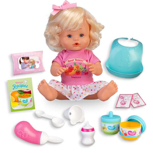 Famosa Muñeco Nenuco Mi Primera Papilla 35 cm con Accesorios para Comer Papilla