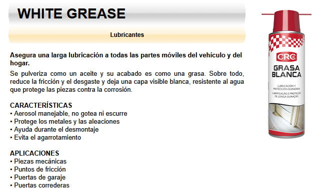 CRC Grasa Blanca Lubricante Litio+Teflon Spray 250 ml