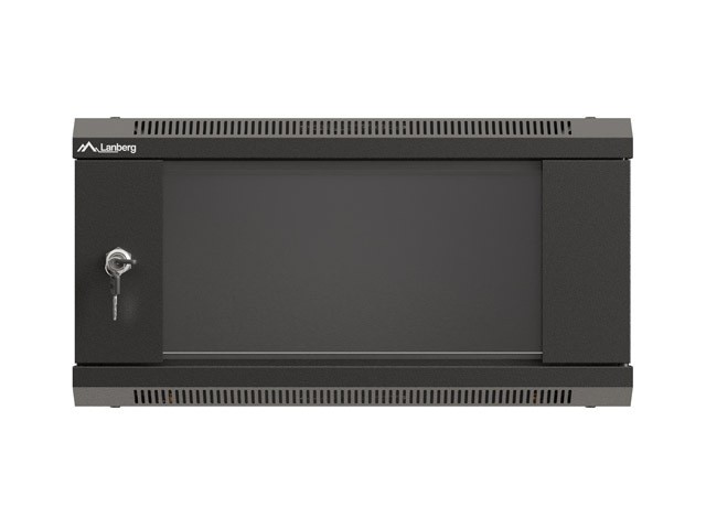 Lanberg Armario Rack Mural 4U 19 pulgadas Negro Puerta Cristal