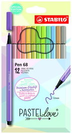 Rotulador Fibra Stabilo Pen 68 Pastel Love Estuche De Carton De 12