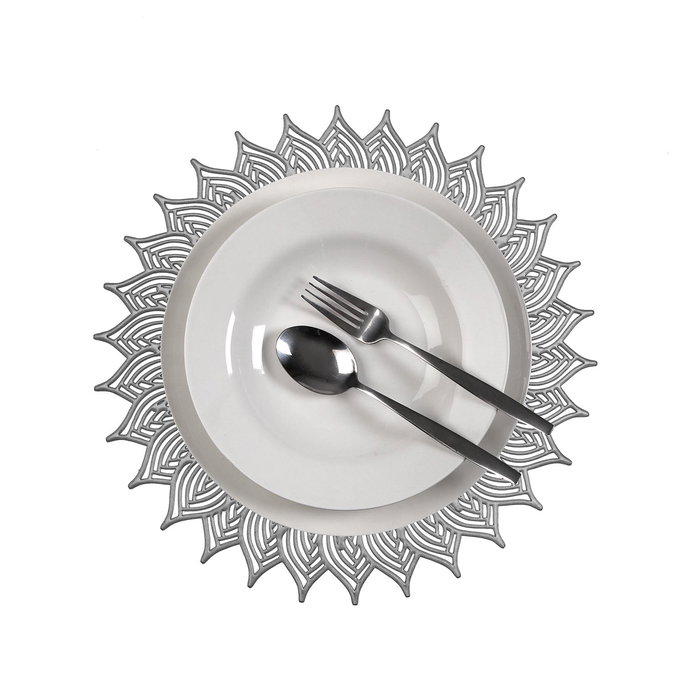 Versa Salvamantel Plateado de PVC 38x38 cm (6 Unidades)