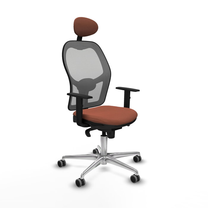 PIQUERAS Y CRESPO Silla de oficina Jorquera con mecanismo Sincro, Tela Marrón y Malla Gris PIQUERAS Y CRESPO Silla de oficina Jorquera con mecanismo Sincro, Tela Marrón y Malla Gris
