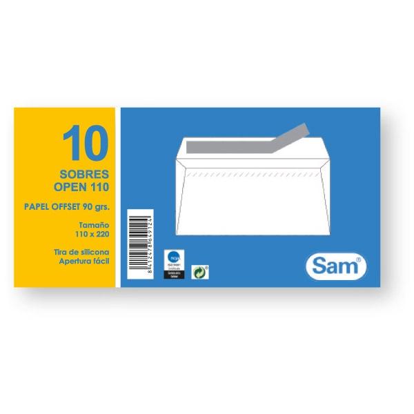Sam Pack de 10 sobres offset blanco 110x220mm 90g Sam Pack de 10 sobres offset blanco 110x220mm 90g