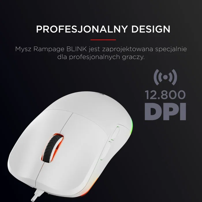 Rampage BLINK Ratón Gaming Conductor USB 12800 DPI RGB Sensor Óptico Blanco