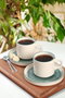 Hermia Juego de Tazas de Té Apilables CTKCAYSTACKABLE20789980012, 12 Piezas, Cerámica, Blanco y Verde, Taza 8cm/184ml, Plato 14cm