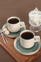 Hermia Juego de Tazas de Té Apilables CTKCAYSTACKABLE20789980012, 12 Piezas, Cerámica, Blanco y Verde, Taza 8cm/184ml, Plato 14cm