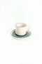 Hermia Juego de Tazas de Té Apilables CTKCAYSTACKABLE20789980012, 12 Piezas, Cerámica, Blanco y Verde, Taza 8cm/184ml, Plato 14cm