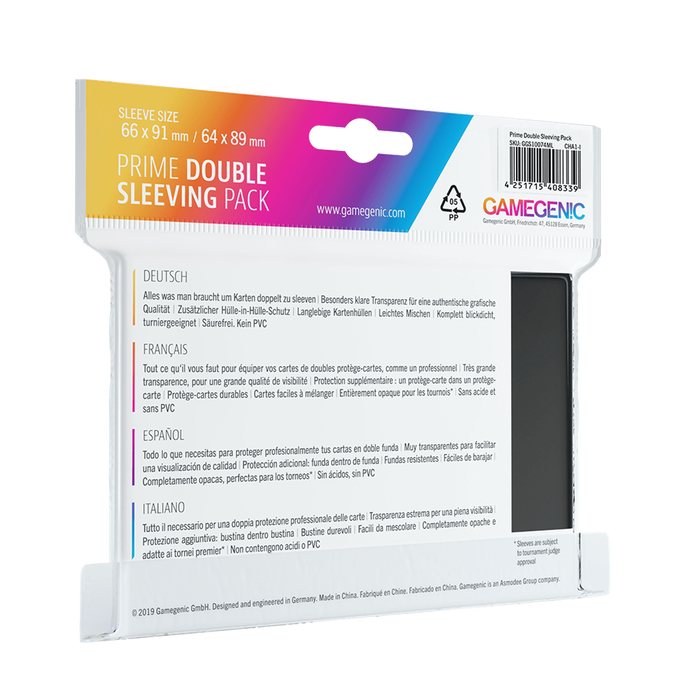 Gamegenic Prime Double Sleeving Pack (80) para Protección de Cartas de Juego