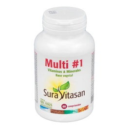 SURA VITASAN Multi 1 Vitamins & Minerals 60 Comp. Multivitamínico sin Hierro con 13 Vitaminas y 9 Minerales para Mejor Absorción