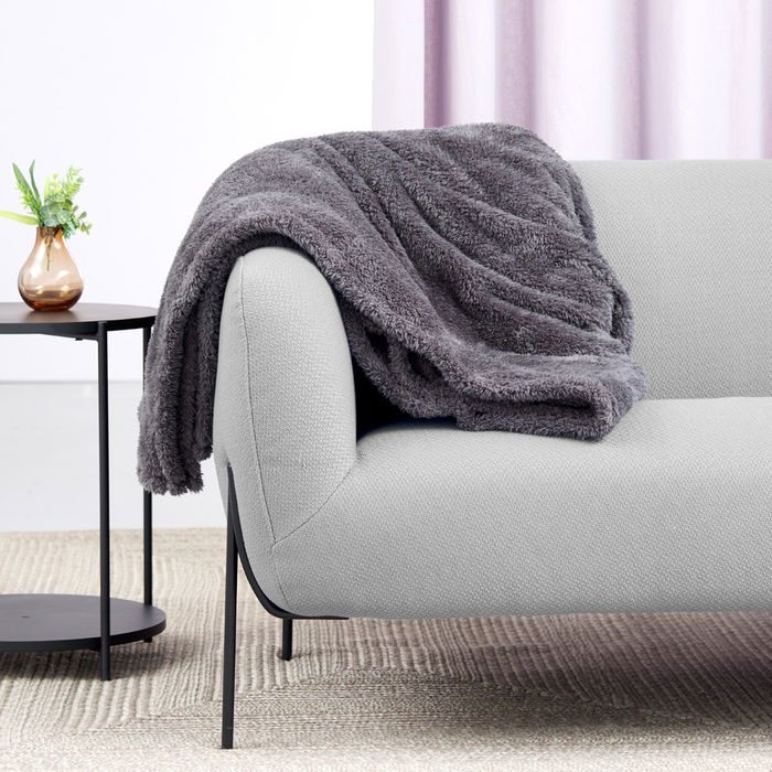 Day Manta de Vellón de Peluche 150x200 cm Gris Oscuro Beige 250g