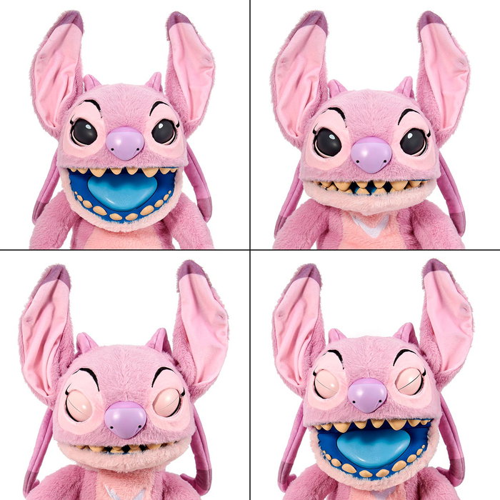 Famosa Re002000 Peluche Angel FX de Lilo & Stitch, Amiga de Stitch con Sonidos y Reacciones, Rosa Aterciopelado, Licencia Disney