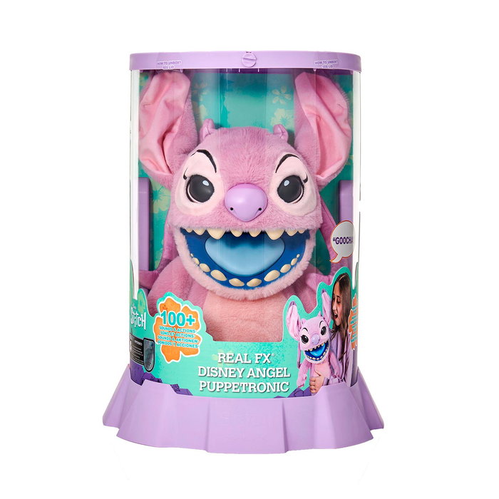 Famosa Re002000 Peluche Angel FX de Lilo & Stitch, Amiga de Stitch con Sonidos y Reacciones, Rosa Aterciopelado, Licencia Disney