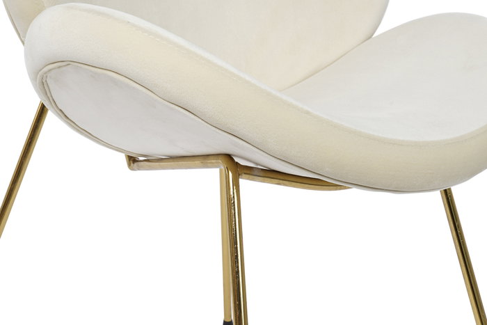 DKD Home Decor Silla Jiete Polyester Terciopelo Beige y Dorado