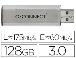Q-connect Memoria USB Flash 128 GB 3.0 Plateada