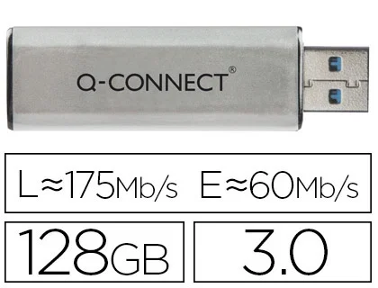 Q-connect Memoria USB Flash 128 GB 3.0 Plateada Q-connect Memoria USB Flash 128 GB 3.0 Plateada