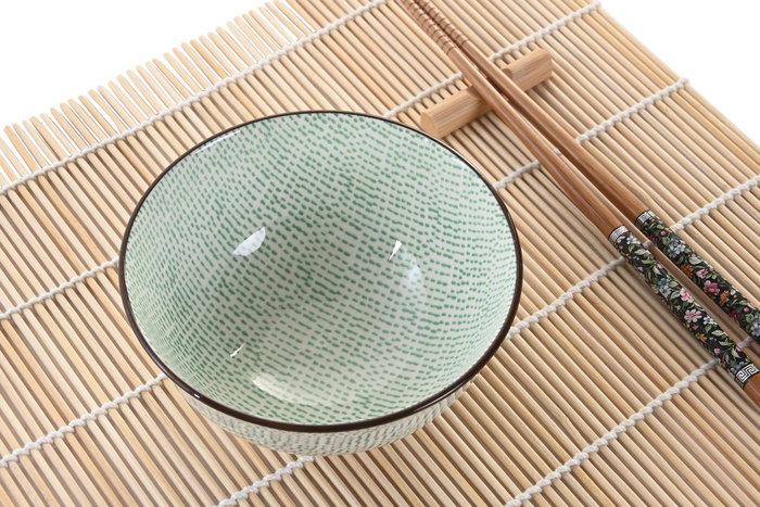 DKD Home Decor Sushi Set 16 Piezas Bambú y Gres Verde