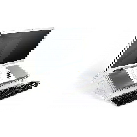 BakkerElkhuizen FlexDesk 640 Soporte para Documentos Ajustable, Altura 110-180 mm, 3 Ángulos, Material Reciclado, Gris/Transparente