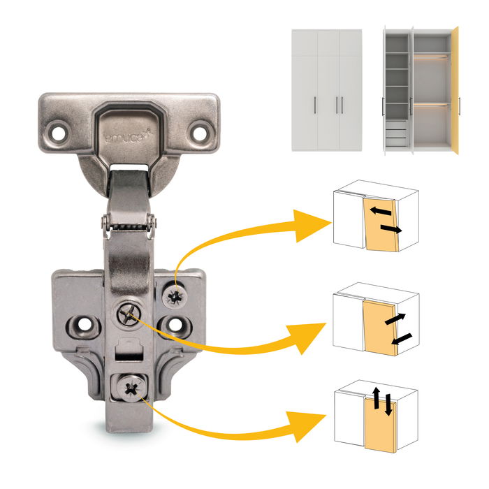 Emuca Lote de 20 bisagras rectas X91N con suplementos para atornillar, Altura 0, Acero, Titanio Emuca Lote de 20 bisagras rectas X91N con suplementos para atornillar, Altura 0, Acero, Titanio