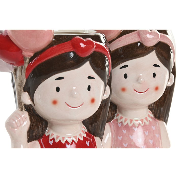 DKD Home Decor Set de 2 Maceteros de Cerámica Chica, Rosa y Rojo