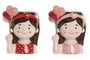 DKD Home Decor Set de 2 Maceteros de Cerámica Chica, Rosa y Rojo