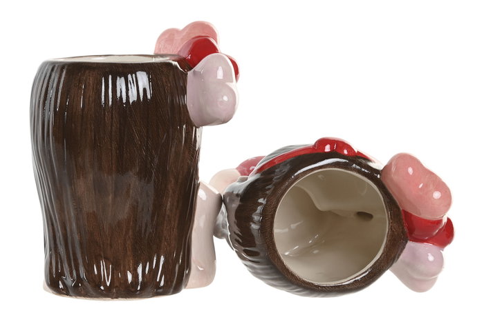 DKD Home Decor Set de 2 Maceteros de Cerámica Chica, Rosa y Rojo