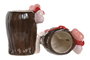 DKD Home Decor Set de 2 Maceteros de Cerámica Chica, Rosa y Rojo