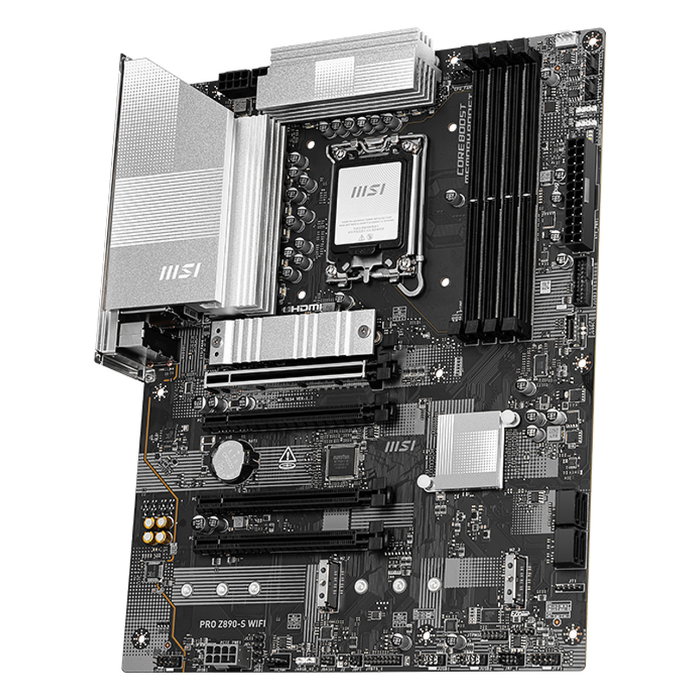 MSI Placa Base PRO Z890-S WiFi Intel LGA 1851, DDR5 hasta 8600 MHz, Wi-Fi 7, Bluetooth 5.4, ATX, 4x PCIe x16, 3x M.2, USB 3.2, Thunderbolt, RAID
