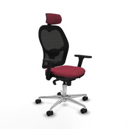 PIQUERAS Y CRESPO Silla de oficina Jorquera con mecanismo sincro, tela granate y malla negra