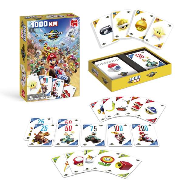 Diset Mario Kart World 1000 Km - Juego de Cartas, Multilingüe (Alemán/Inglés/Español/Francés/Italiano/Portugués), Incluye 110 Cartas, Recomendado +7 Años