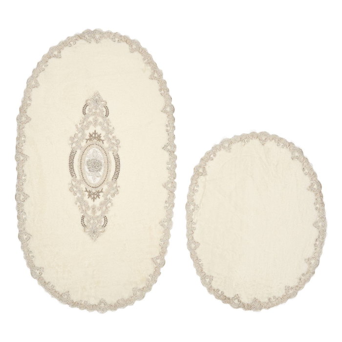 Mijölnir Juego de Alfombrillas de Baño Oval - Cream 55x65 cm y 65x115 cm Antideslizante Antibacteriano Fácil Limpieza Lavable a Máquina Mijölnir Juego de Alfombrillas de Baño Oval - Cream 55x65 cm y 65x115 cm Antideslizante Antibacteriano Fácil Limpieza Lavable a Máquina