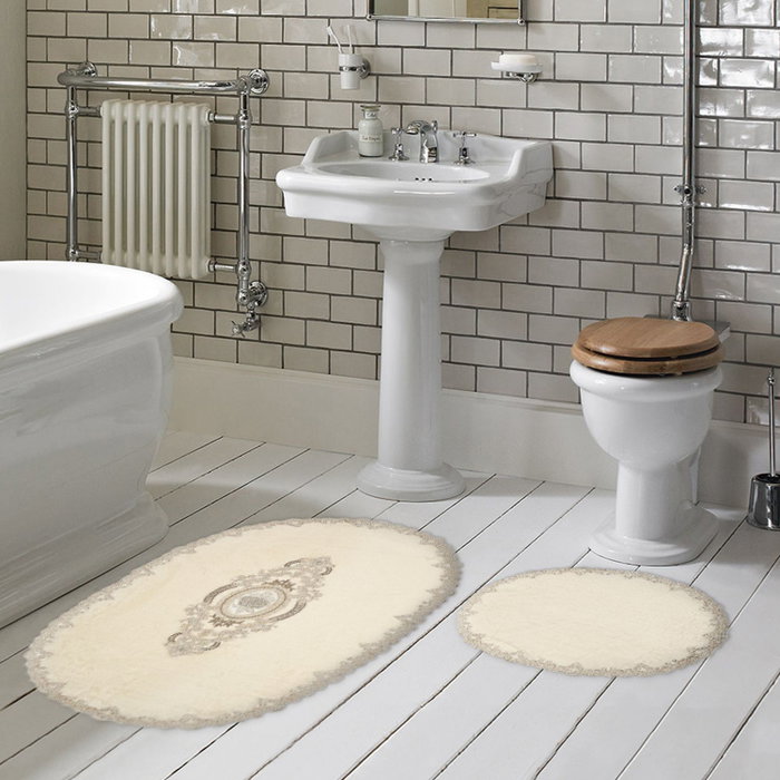 Mijölnir Juego de Alfombrillas de Baño Oval - Cream 55x65 cm y 65x115 cm Antideslizante Antibacteriano Fácil Limpieza Lavable a Máquina Mijölnir Juego de Alfombrillas de Baño Oval - Cream 55x65 cm y 65x115 cm Antideslizante Antibacteriano Fácil Limpieza Lavable a Máquina