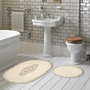 Mijölnir Juego de Alfombrillas de Baño Oval - Cream 55x65 cm y 65x115 cm Antideslizante Antibacteriano Fácil Limpieza Lavable a Máquina