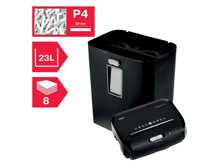 Rexel PROMAX QS REX823 Destructora de Documentos, Capacidad 8 Hojas, Corte Partículas, Nivel Seguridad P4, Papelera 23L