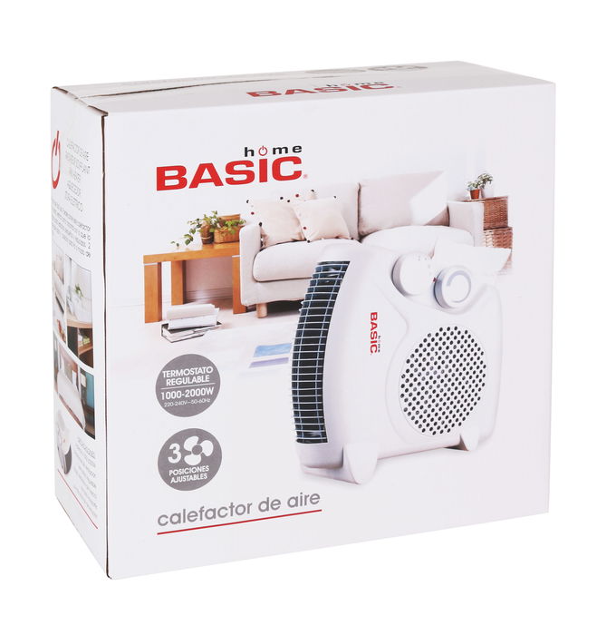 Basic Home Calefactor Aire 1000-2000W 2 Posiciones Calefactor Calentador 12 cm x 24 cm x 25 cm (4 Unidades)