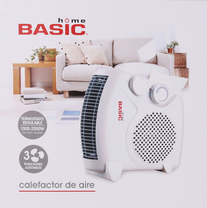 Basic Home Calefactor Aire 1000-2000W 2 Posiciones Calefactor Calentador 12 cm x 24 cm x 25 cm (4 Unidades)