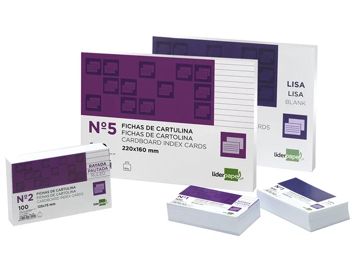Liderpapel Ficha Lisa Nº5 160x220mm 180gr Paquete de 100 Unidades