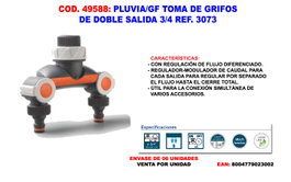 Pluvia/GF Finstock Toma de Grifos de Doble Salida 3/4 3073