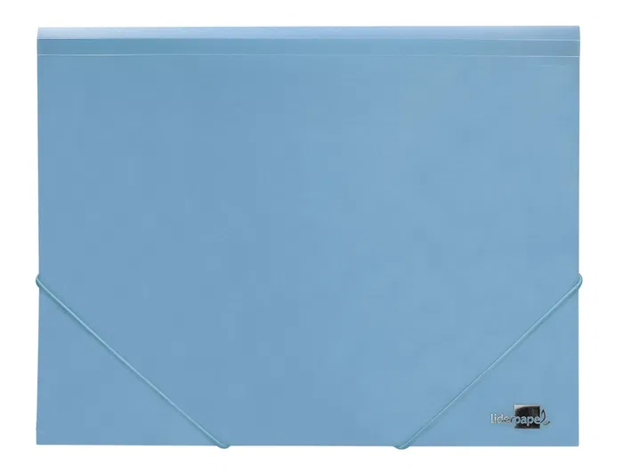 Liderpapel Carpeta con Gomas Tres Solapas Polipropileno DIN A4 Celeste Opaco