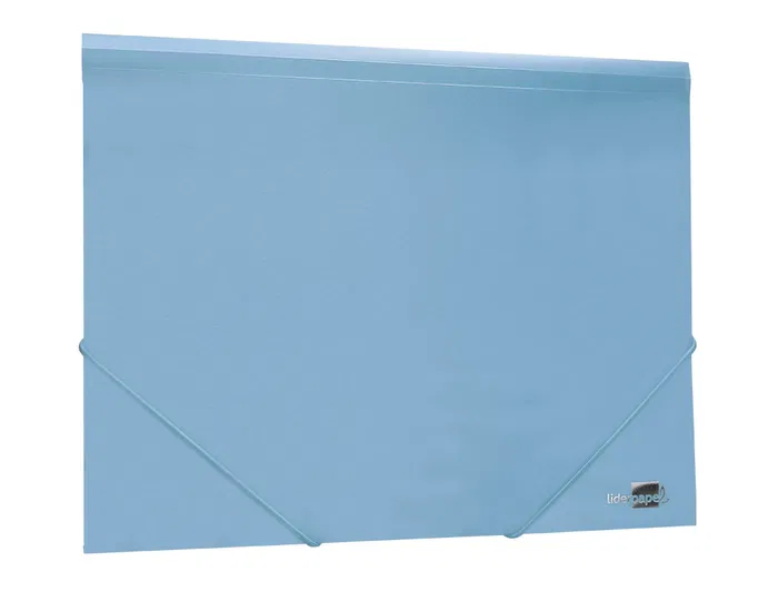 Liderpapel Carpeta con Gomas Tres Solapas Polipropileno DIN A4 Celeste Opaco