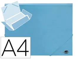 Liderpapel Carpeta con Gomas Tres Solapas Polipropileno DIN A4 Celeste Opaco