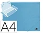 Liderpapel Carpeta con Gomas Tres Solapas Polipropileno DIN A4 Celeste Opaco