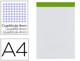 Liderpapel Bloc notas cuadro 4 mm A4 80 hojas