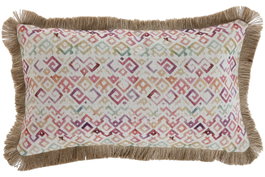 DKD Home Decor Cojín de Poliéster Multicolor con Flecos 50x30 cm