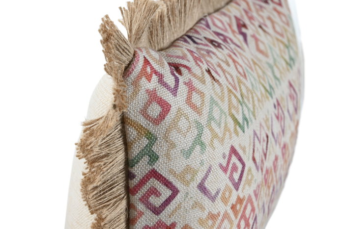 DKD Home Decor Cojín de Poliéster Multicolor con Flecos 50x30 cm DKD Home Decor Cojín de Poliéster Multicolor con Flecos 50x30 cm