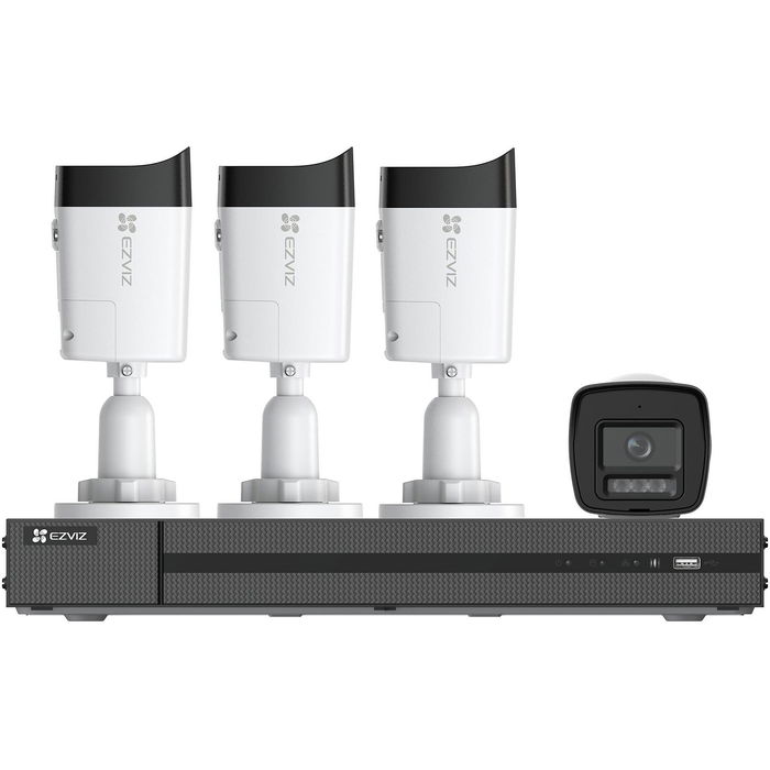 EZVIZ X5K MAS H3K(4K) POE NVR KIT Blanco, Cámaras Bullet 4K Ultra HD con Visión Nocturna a Color, NVR de 8 Canales con 2TB