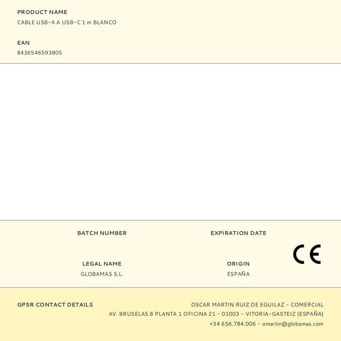 Tech One Tech Cable USB-A a USB-C 1m Blanco Carga Rápida Tech One Tech Cable USB-A a USB-C 1m Blanco Carga Rápida