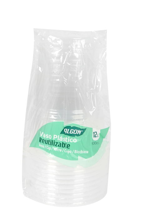 Algon Set-12 Vaso Transparente 500cc 9.3 x 9.3 x 12 cm (18 Unidades)