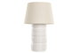 DKD Home Decor Lámpara de Sobremesa de Porcelana y Lino Blanco y Beige